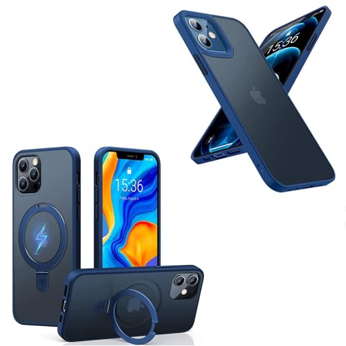 TORRAS Magnetic Designed for iPhone 12 Case & 12 Pro Case, Compatible with Magsafe, iPhone 12 Phone Case with Stand, MIL-Grade Shockproof Back Slim Protective 12 Pro Phone Case, Blue