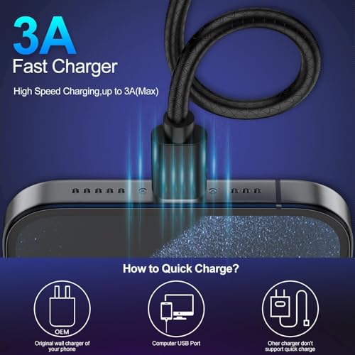 Image of [2Pack 10ft] Cable Compatible with iPhone 15 Pro, USB C Type Cable,USB A to Type C Compatible with Samsung Galaxy S9 S10 S8 Plus-Black