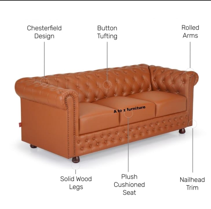 Image of A to Z Furniture Classic Chesterfield Sofa Set Luxury Chesterfield Sofa in for Home Living Room & Office (Ten Colour)