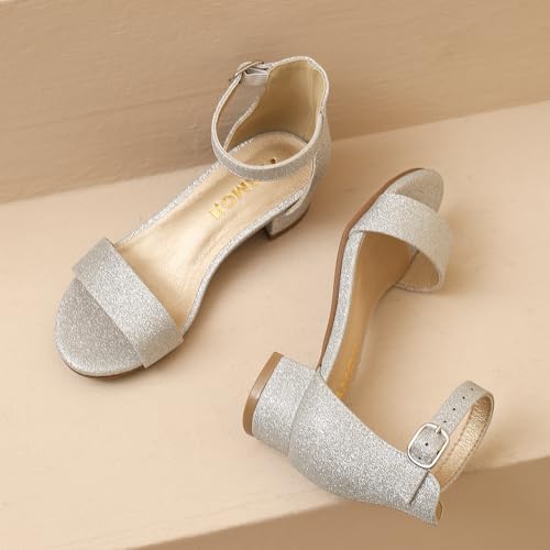 Image of Amoji Girls High Heels Kid Ankle Strap Dress Shoes Wedding Party for Little Kid Big Kid 412