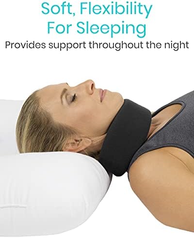 Vive Neck Brace - Foam Cervical Collar Adjustable Soft Support Can Be Used During Sleep - Wraps Aligns and Stabilizes Vertebrae - Relieves Pain and Pressure in Spine (Black, 3" Width)