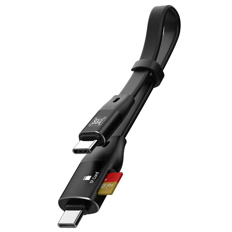 Wefly Type-C to Type-C OTG USB3.1 Gen2 High Speed Charging Cable with Card Reader, 10Gbps Multi Functional HDD/SSD Data Cable Length:20cm (Black)