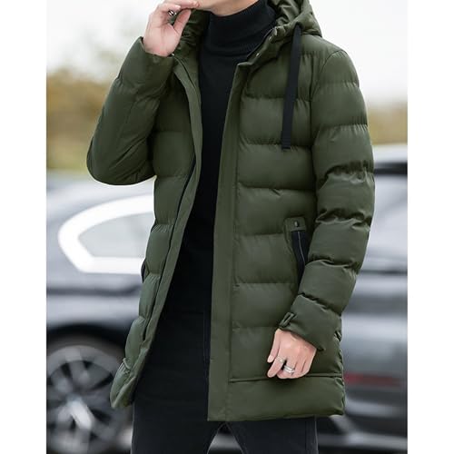 Men's Hooded Quilted Bomber Jacket Winter Warm Padded Coats Full Zip Up Windproof Resistant Insulated Jackets (Green,Large)4
