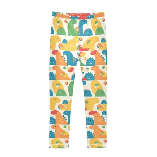 Dino Pattern Kids Baby Girls Cotton Leggings Stretchy High Waisted Leg Yoga Pants Gym