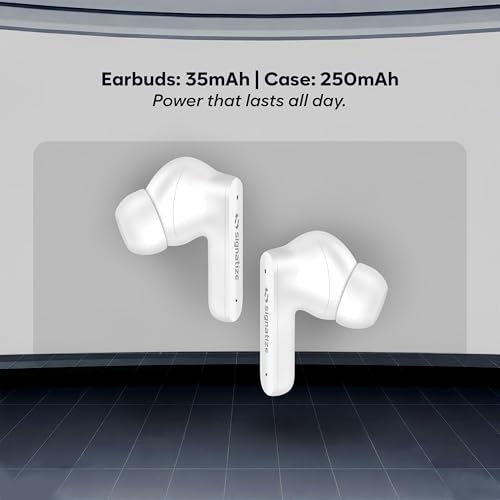 Image of True Wireless Earbuds with 45H Playtime, 10mm Deep Bass Drivers, Bluetooth 5.4, Low Latency, Ergonomic Natural Fit, and Type-C Fast Charging (White)
