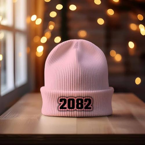 2082 Year Cuffed Beanie rose, bonnet à revers chaud protégeant efficacement du froid - 2