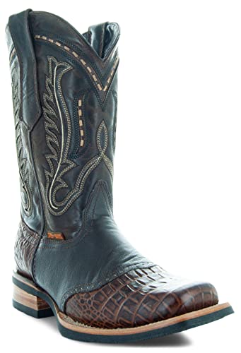 Soto Boots Men's Saddle Vamp Gator Belly Print Cowboy Boots H500393