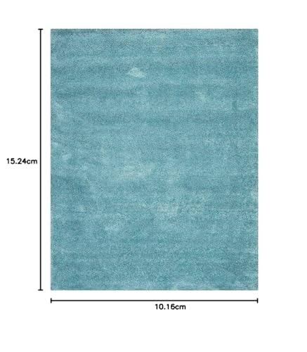 Image of Handmade 2 Inch Pile Height Super Soft Touch Export Quality Plain Shag Rectangular Carpets For Home Size 4X6 Feet Color Sky Blue