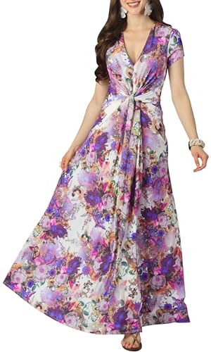 Image of KOH KOH Womens Long Flowy Cap Sleeve Empire Waist Cocktail Maxi Dress Gown