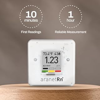 SAF Aranet Radon Detector for Home: 10-Min Measurement, Temperature, Relative Humidity, Pressure, E-Ink Display, 7-Year Battery, Portable with Free App, Bq/m3 & pCi/L Selectable