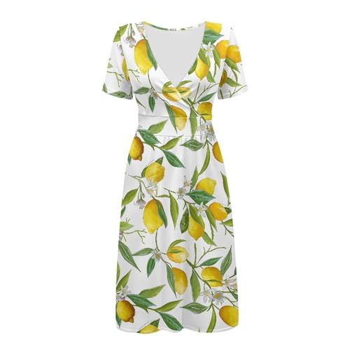 Image of Women's Summer Formal Dresses Short Sleeve Wrap V Neck Dresses Bridesmaid Wedding Guest Dress with Pockets