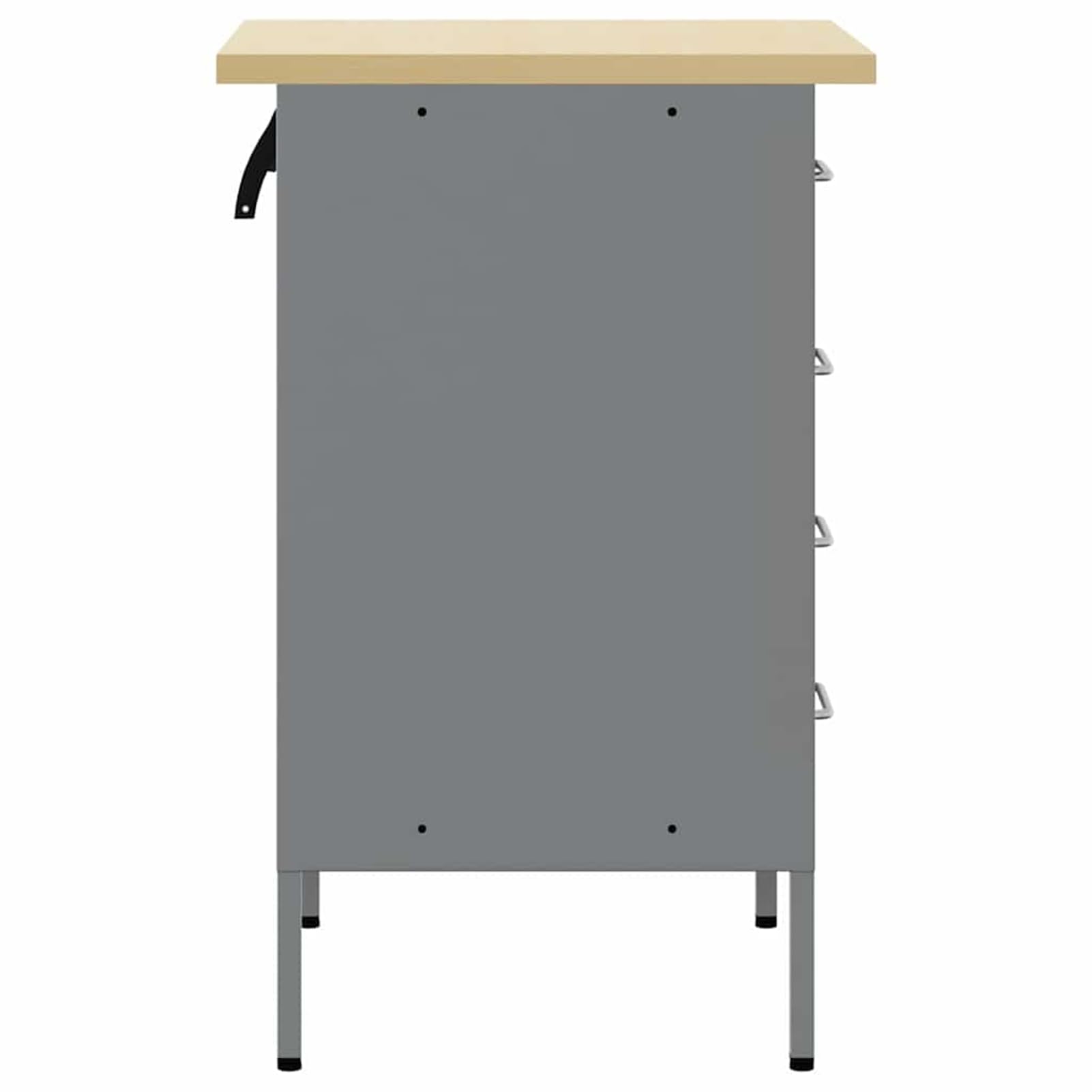 Homgoday Banco da Lavoro Industriale in Acciaio e Legno 50x55x85 cm Nero/Grigio con 4 cassetti carico Max 150 kg Resistente e Durevole.