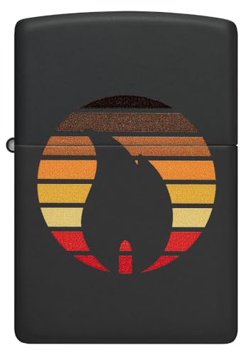 Image of Zippo Colorblock Zippo Design Black Matte Windproof Pocket Fuel Refillable Lighter, BIS Certified
