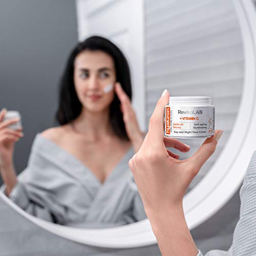 RevitaLAB Hyaluron Anti-Ageing Tages- und Nachtcreme, angereichert mit den Vitaminen C, Jojoba-Öl und UV-Filtern, für Alter zwischen 40 und 55, 50 ml