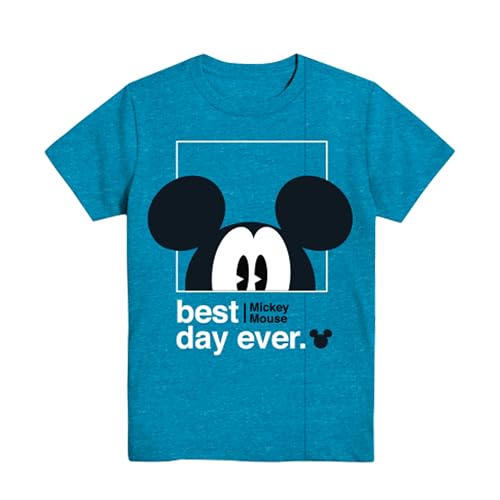 Disney Mickey Mouse Best Day Ever Juvy T-Shirt(5, Heather Turquoise)