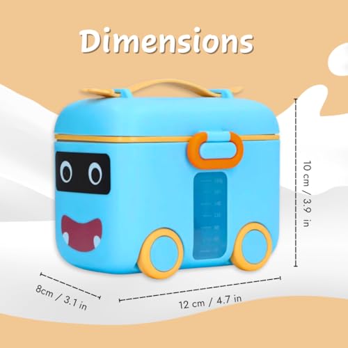 Image of Adore Silicone Tuk Tuk Baby Milk Powder Container, Formula Storage And Milk Powder Dispenser Box (180 Gm, Blue)
