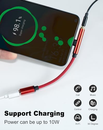 Duttek Type C Headphone Adapter Cable 10CM, 90 Degree USB Type C to 3.5mm Charger Headphone Audio Jack Cable - Image 4
