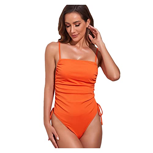 Maillot de bain une pièce orange pour femme M : bikini élégant siamois
