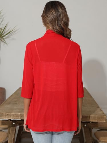 Image of Women's Lightweight Open Front Cardigans Short Sleeve Casual Soft Sheer Cardigan S-2XL with Pockets