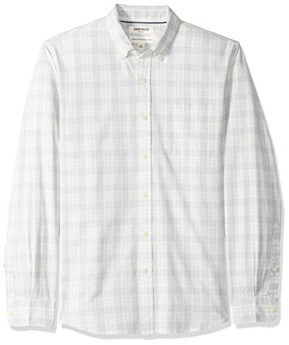 Amazon Brand - Goodthreads Men's Standard-Fit Long-Sleeve Chambray Shirt, Grey White, Large