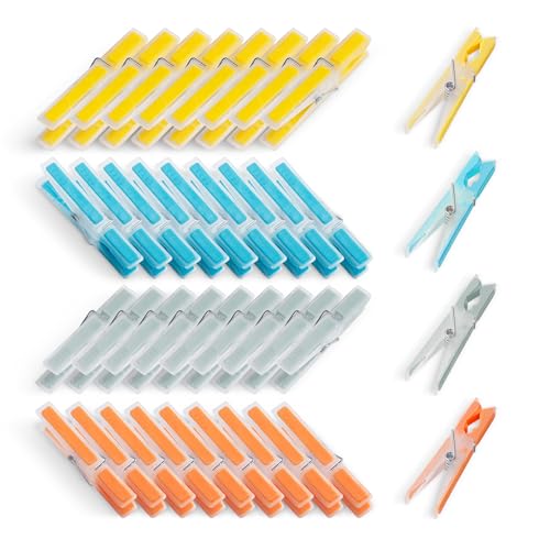 AiQInu 40 Piezas Pinzas para Ropa, Plástico Pinzas Antideslizante, Molas Roupa No Deja Marcas, Multicolor Clips para Ropa Interior Pantalones Camisetas Calcetines