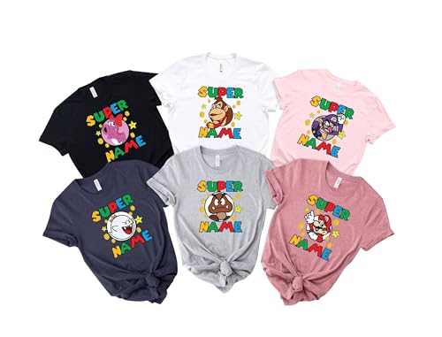 Customized Super Family Shirt, Birthday Shirt, Personalized Friends Matching Tee, Shirt Kart Shirts, Yoshi Bowser Jr Daisy Rosalina Peach Koopa Waluigi Wario Toad T Shirts… (Unisex T-Shirt)
