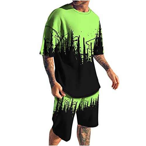 Two Piece Sets Sweat Suits For Men Sports Shorts For Men Mens Workout Long Sleeve Shirts Summer Wear For Men Workout Shorts With Liner Track Pants Black 90S Fashion Men 70S Outfits Men #TOP2