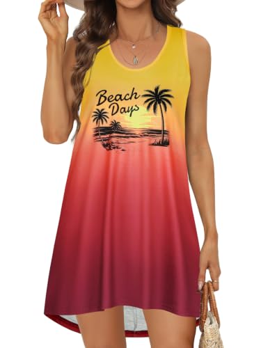 Image of elescat Womens Swimsuit Cover Up Summer Sleeveless T Shirt Beach Dress Tank Bikini Coverups 2026