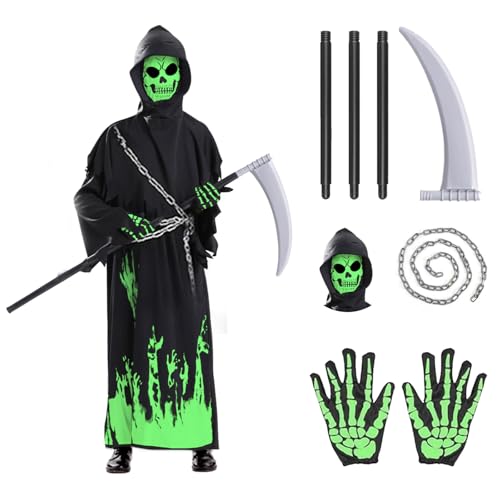 SARYLI Sensenmann Kostüm Kinder, Karnevals Kostüm Kinder...