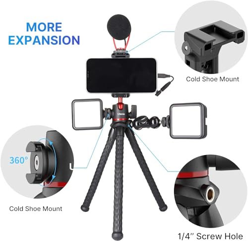 Image of Flexible Tripod Stand for Mobile Phone & DSLR Camera Mini Tripod Gorrilla POD 27CM Portable & Flexible with Smartphone Holder & 360 Ball Head