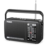 PRUNUS J156 AM FM Radio Portable with Bluetooth Speaker, Best Reception, USB-C Charging and Battery Operated Radio, TF Card/USB Playback, Tuning/Volume Wheels, Earphone Jack, Bluetooth Radio