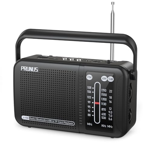 PRUNUS J156 Portable Radio AM FM SW Bluetooth, USB-C Charging and Battery Operated Radio, Excellent...