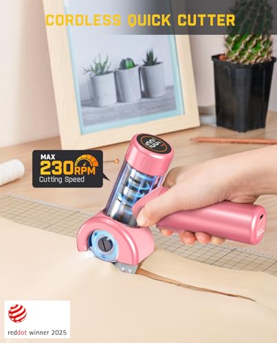 Fanttik C8 Nano Cordless Electric Scissors with LED Display, Rechargeable Cardboard Cutter with 2 Blades, EasySwap Blade Change, LED Light, for Thin Cardboard Carpet Leather - Pink