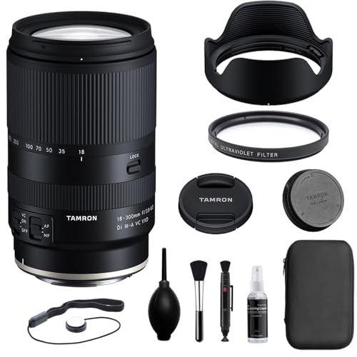 Tamron 18-300mm f/3.5-6.3 Di III-A VC VXD Lens Compatible with Canon RF Mount (APS-C) | Bundle with 67mm UV Filter + Camera Cleaning Kit + Lens Pen + Lens Cap Keeper + Microfiber Cloth (6 Items)
