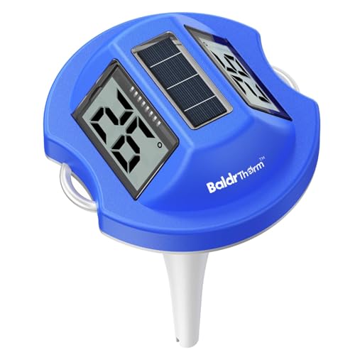 BaldrTherm Floating Pool Thermometer, Swimming Pool Thermometer Digital Solar, High Accurate, Anti-Fog Dual-Sided Display Screen for Babybath, Spas & Aquariums (Blue)