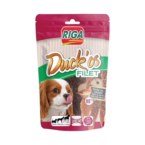 Duck'Os Riga Filets - Friandises Chien - Filets 95% De Canard - Riche en Protéines - sans Colorant Ni Additifs - Récompenses Naturelles Idéales - 80 g