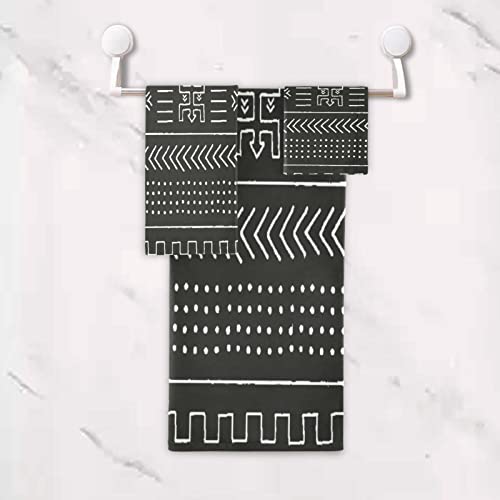 Bath Towels Set,Peru Black East White Tribal Design With Pattern Free Geometric Peruvian Abstract African Mexican Pr,1 Bath Towel 1 Hand Towel 1 Washcloth Absorbent Bathroom Towel Set 3 Piece For Spa #TOP4