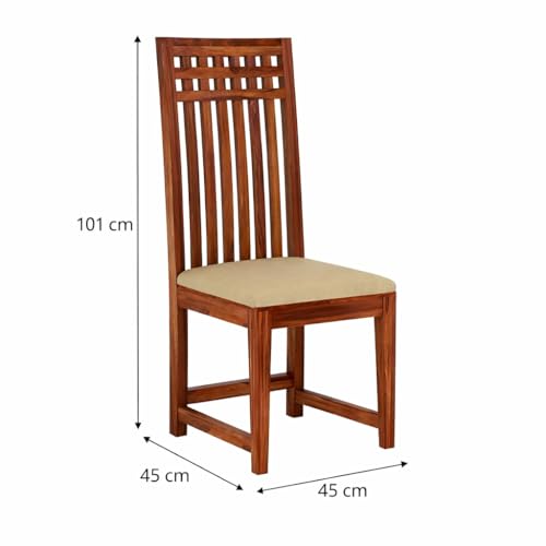 Image of Varsha Furniture Solid Wood Dining Chair Set for Dining Room Set of 2 | Wooden Study Chairs | Multipurpose Chair Made with Indian Sheesham Wood | Honey Finish
