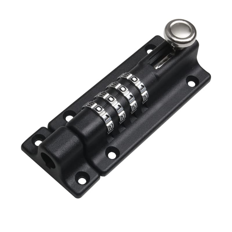 WANGCL Combination Locking Bolt 4 Digit Sliding Lockable Padbolt Sliding Heavy Duty 120mm Stainless Steel with Anti-Tamper Screws(Black)