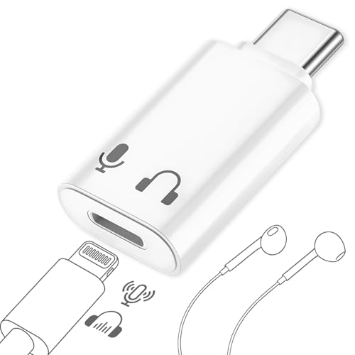 Lightning to Type-C �ϊ��A�_�v�^�[ �C���z���Ή� 1�{2�� iPhone�C���z���W���b�N �ʘb/���y/�Đ��̃I�[�f�B�I�@�\�̂ݑΉ� Lightning-3.5mm �C���z���ϊ��P�[�u�� MFi�F�� �y�ʏ��^ DAC�`�b�v���� iPhon