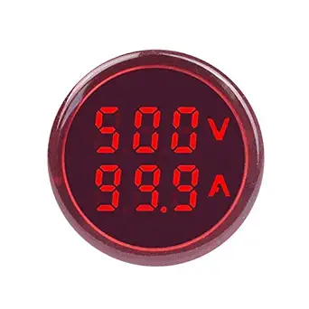 Microtail Direct AC Voltage/Current Meter Round LED Display Voltmeter-Ammeter Range 600V, 0-100A, (Red), Corded Electric