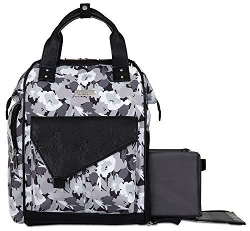Image of Baby Brezza Lucia Baby Diaper Bag Backpack and Tote – Carry How You Choose – Spacious but Compact Design with 12 Pockets and Slide Out Diaper Caddy, Floral