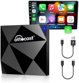 OTTOCAST Bezprzewodowy adapter Carplay, Apple Wireless Carplay, Plug & Play, WiFi 5 GHz, bez opóźnień, aktualizacja online, do OEM Wired Carplay Cars, model rok po 2016