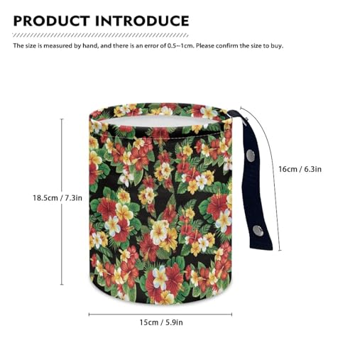 Image of Tropical Flower Hanging Portable Car Trash Can Waste Basket Car Accessories Interior Collapsible Accessories Garbage Bag Small Trash Can