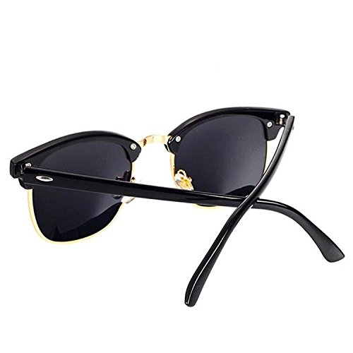 Image of Dervin Black Golden Frame Black Shade Rectangular Sunglasses for Men & Women