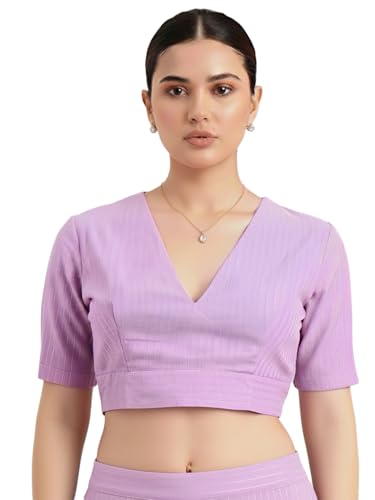 Image of Thevasa Women's Everyday Divine Depth V Neck Half Sleeves Blouse