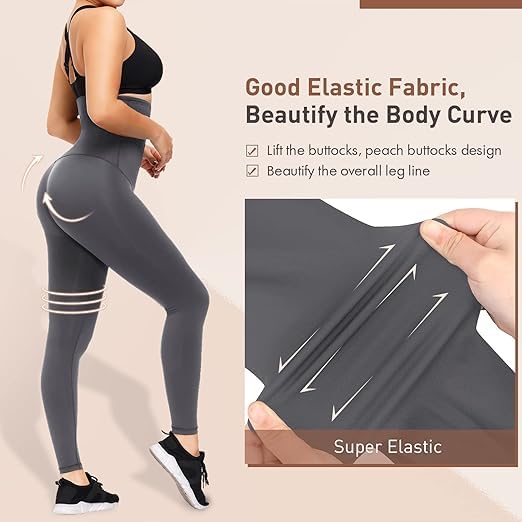 Image of Gym Leggings for Women High Waist, Corset Style Tummy Tucker Shapewear with Hook & Eye Closure for Better Compression, Casual and Gym Wear Multi-Purpose High Waist Trouser