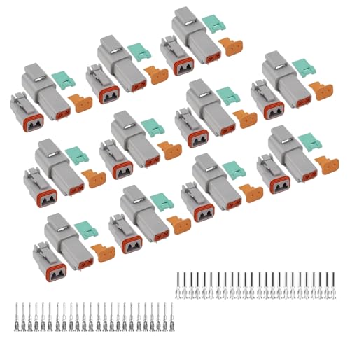 winterrock 102PCS 2 Pin Deutsch Connector Kit, 12 Sets DT04-2P