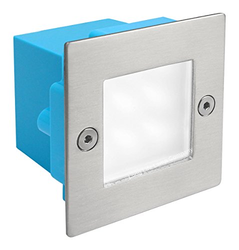 Zenon Lighting Collection Mini Brick Light LED Outdoor Step Light 70mm Square IP54 Cool White Recessed Wall Light ZLC052CW