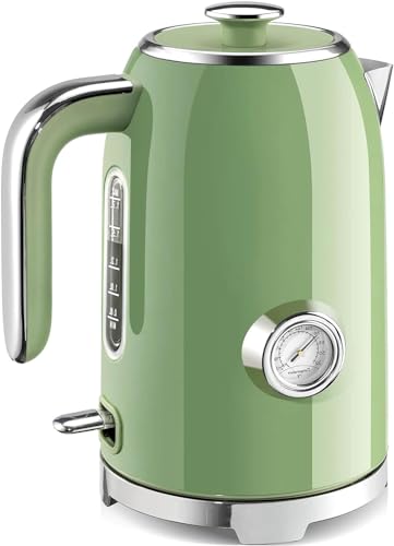 Hervidor eléctrico ALEjon Retro Verde 1.7L 1500W con termómetro